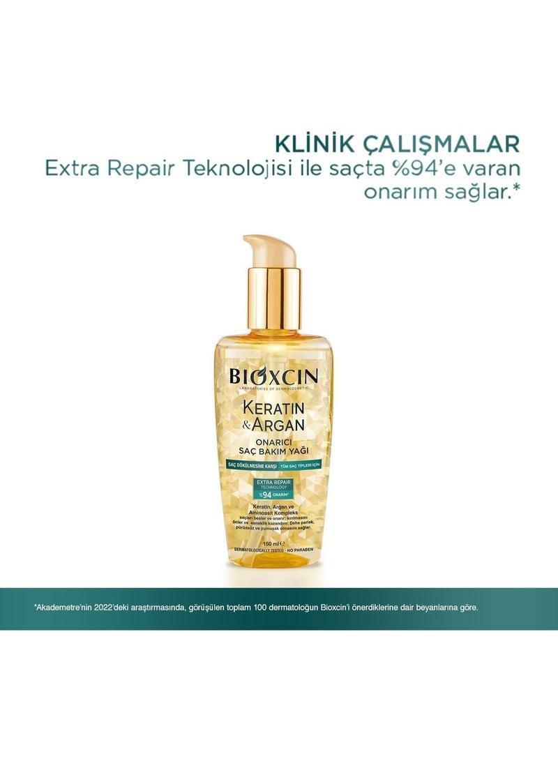 Bioxcin Keratin Argan Repair Hair Oil 150ml for Damaged, Dull Hair - Image 3